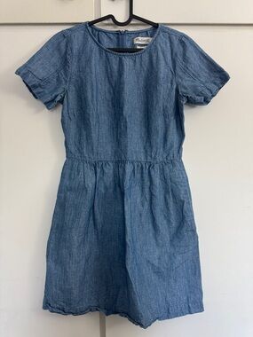 Madewell Denim-Effect Short Sleeve Dress in Light Blue